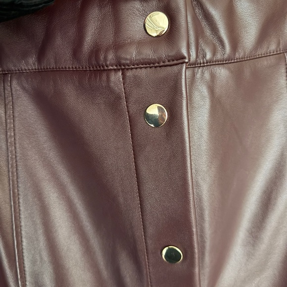 Nicole Miller Maroon Pleather A-Line Skirt - Picture 16 of 16